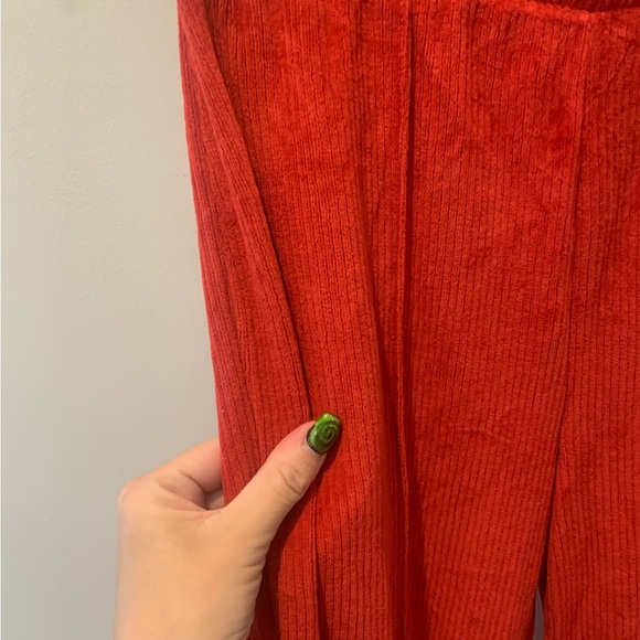 Aerie Ribbed Corduroy Red Flare Leg Pull-On Loungewear Pants Size Small - Picture 4 of 5